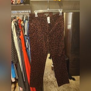 Burgundy and Black Cheetah Print Corduroy Pants